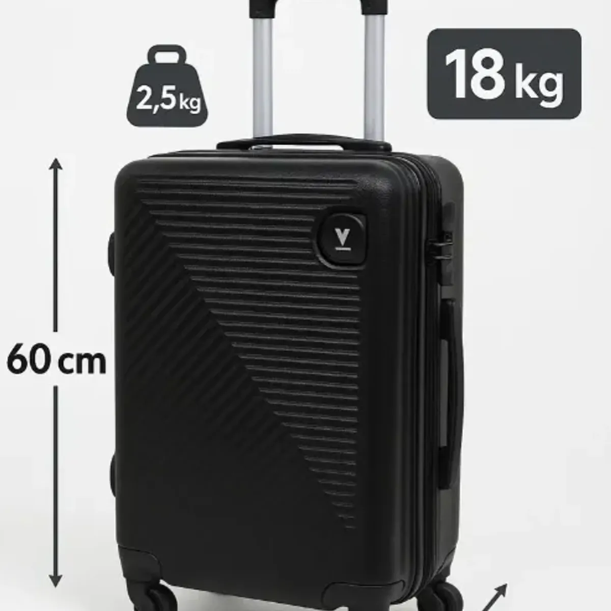 GENERICO - Maleta De Viaje Mediana 18 A 20 Kg Negro
