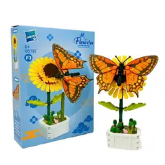 GENERICO - Juego De Bloques Construccion Tipo Lego Mariposa Girasol Florero Con Insectos