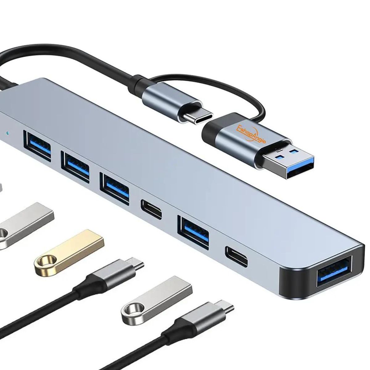 GENERICO - Hub 7 en 1 Adaptador USB-C con Puertos USB 3.0 y PD