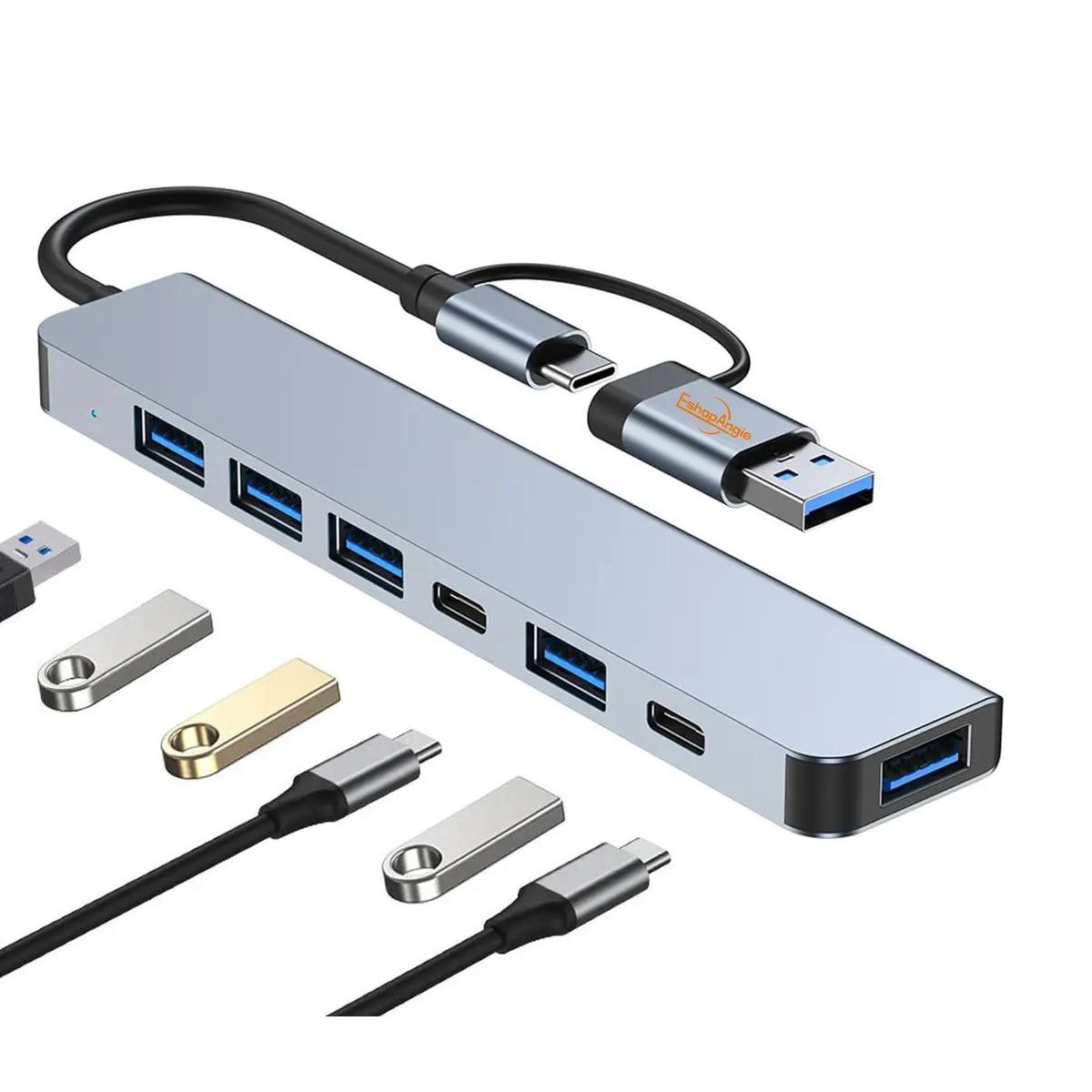 GENERICO - Hub 7 en 1 Adaptador USB-C con Puertos USB 3.0 y PD