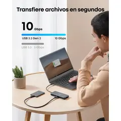 GENERICO - Adaptador USB-C Hub 8 en 1 con HDMI 4K y Puertos USB