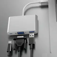 GENERICO - Hub Adaptador USB-C con VGA 4K, USB 3.0 y USB-C