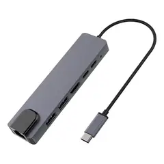 GENERICO - Adaptador 6 en 1 USB-C con Ethernet 100Mbps y HDMI 4K
