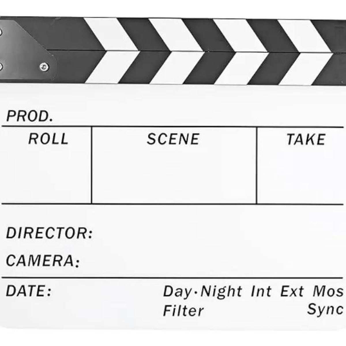 GENERICO - Claqueta profesional de cine acrílico blanca con imán