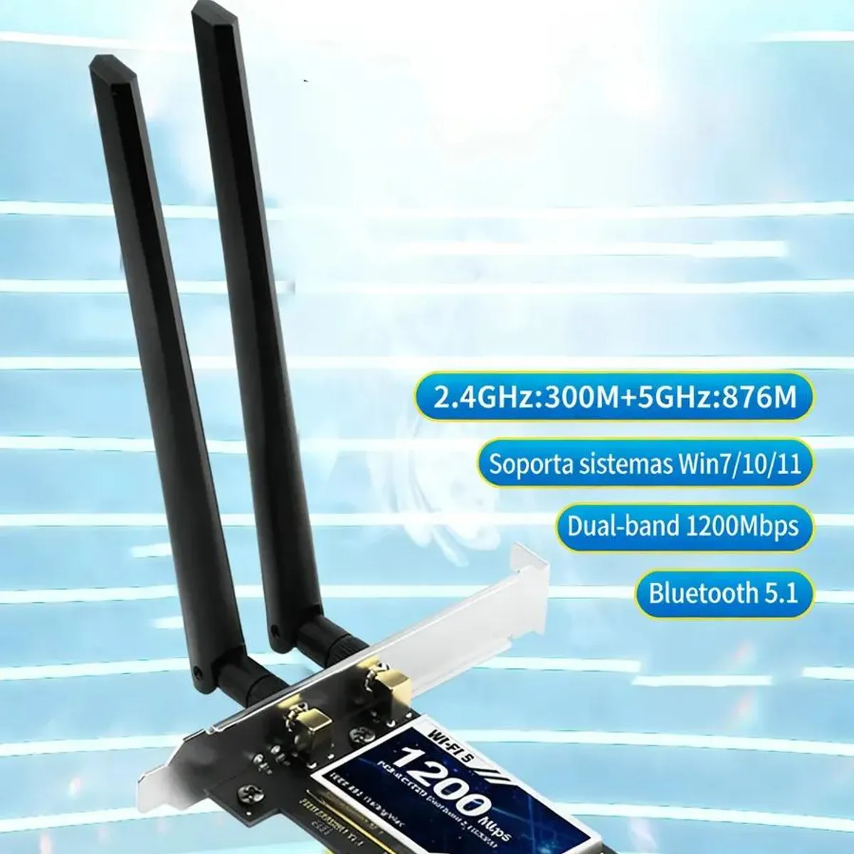 GENERICO - Tarjeta de Red Inalámbrica AC1200 Wi-Fi 5 PCIe Bluetooth