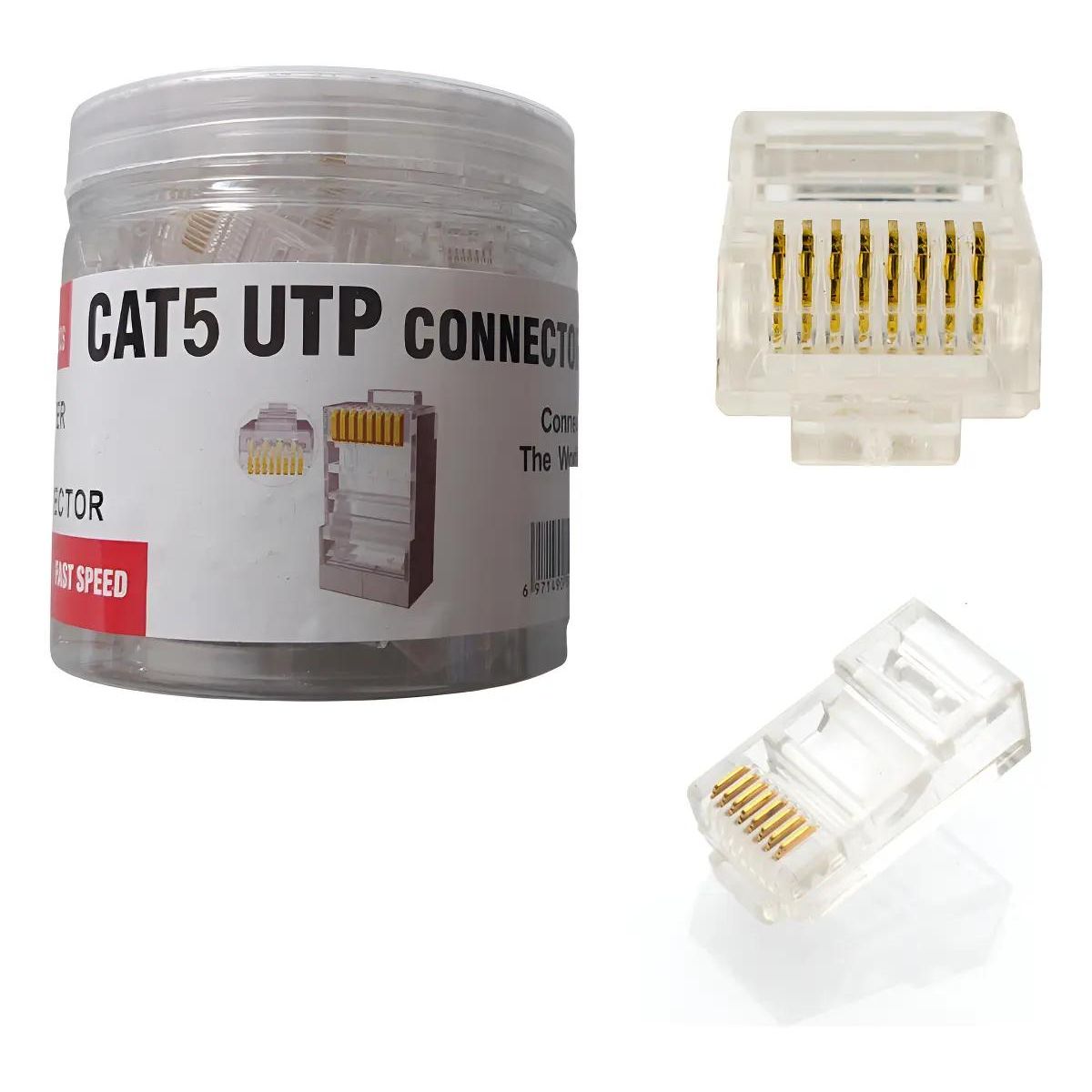 GENERICO - Pack 100 Conectores RJ45 Cat5e Transparente