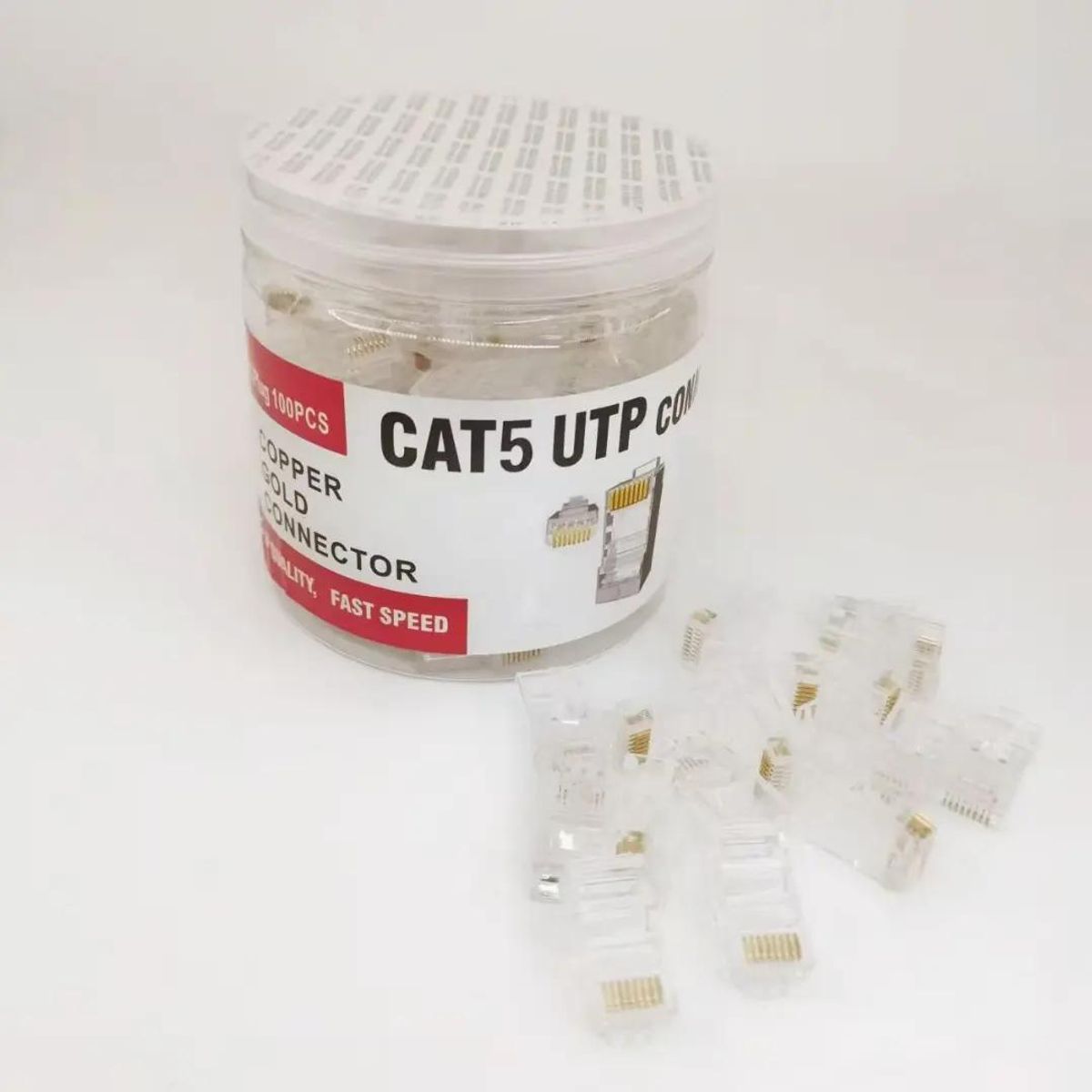 GENERICO - Pack 100 Conectores RJ45 Cat5e Transparente