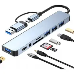 GENERICO - Adaptador USB C 8 en 1 con Hub Multipuerto y USB 3.0