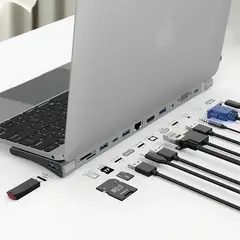GENERICO - Hub USB-C 12 en 1 con HDMI 4K y PD 100W aluminio