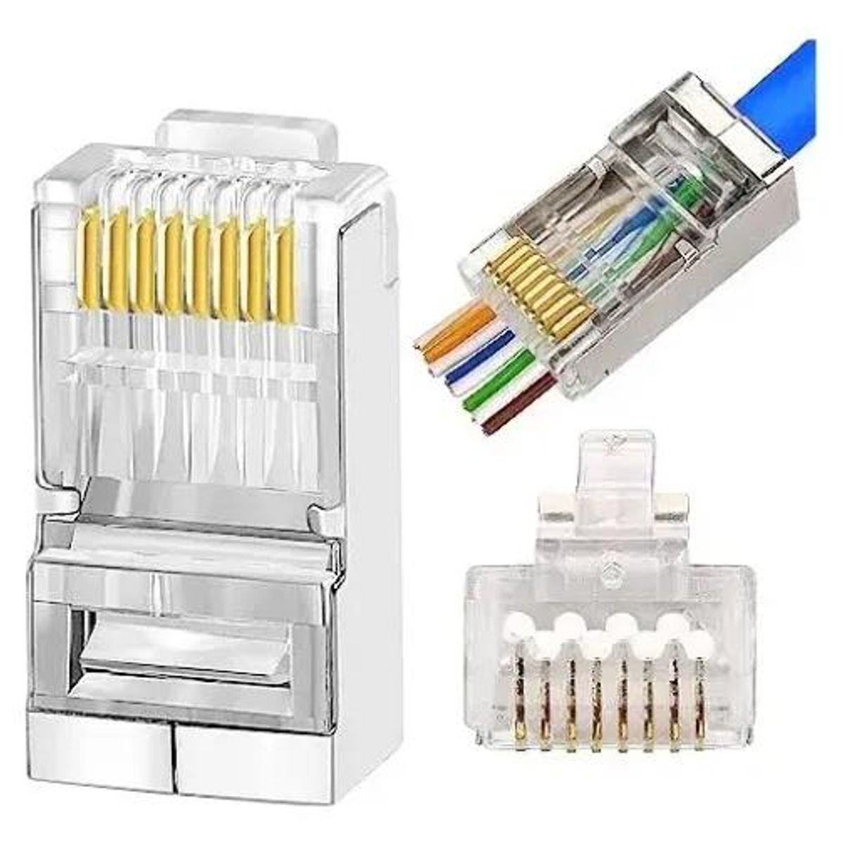 GENERICO - Conector RJ45 Cat6 metálico blindado para red