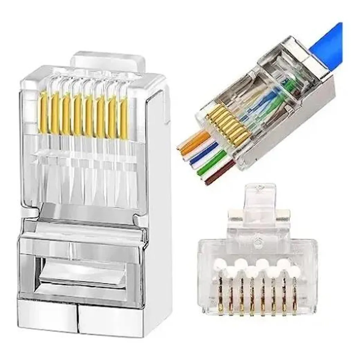 GENERICO - Conector RJ45 Cat6 metálico blindado para red