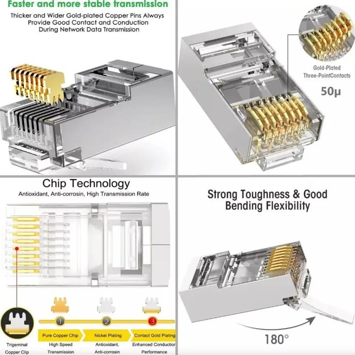 GENERICO - Conector RJ45 Cat6 metálico blindado para red