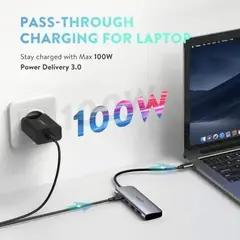 GENERICO - Hub USB-C 6 en 1 con HDMI 4K, 2 USB 3.0, SDTF y carga PD