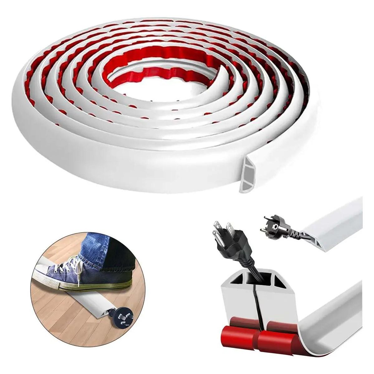 GENERICO - Canaleta Flexible Adhesiva para Cables en Pisos y Paredes