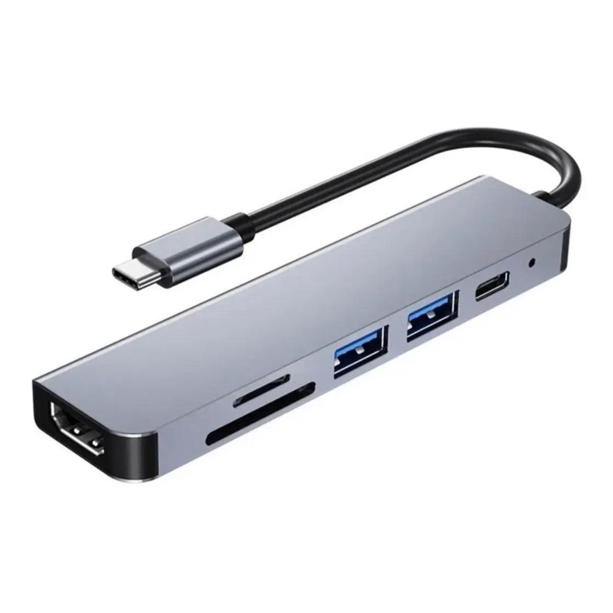 GENERICO - Hub Adaptador USB-C 6 en 1 para Macbook y Tablets