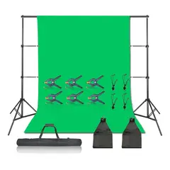 GENERICO - Kit 5 Porta Fondos 3x2m con Telón y 6 Pinzas