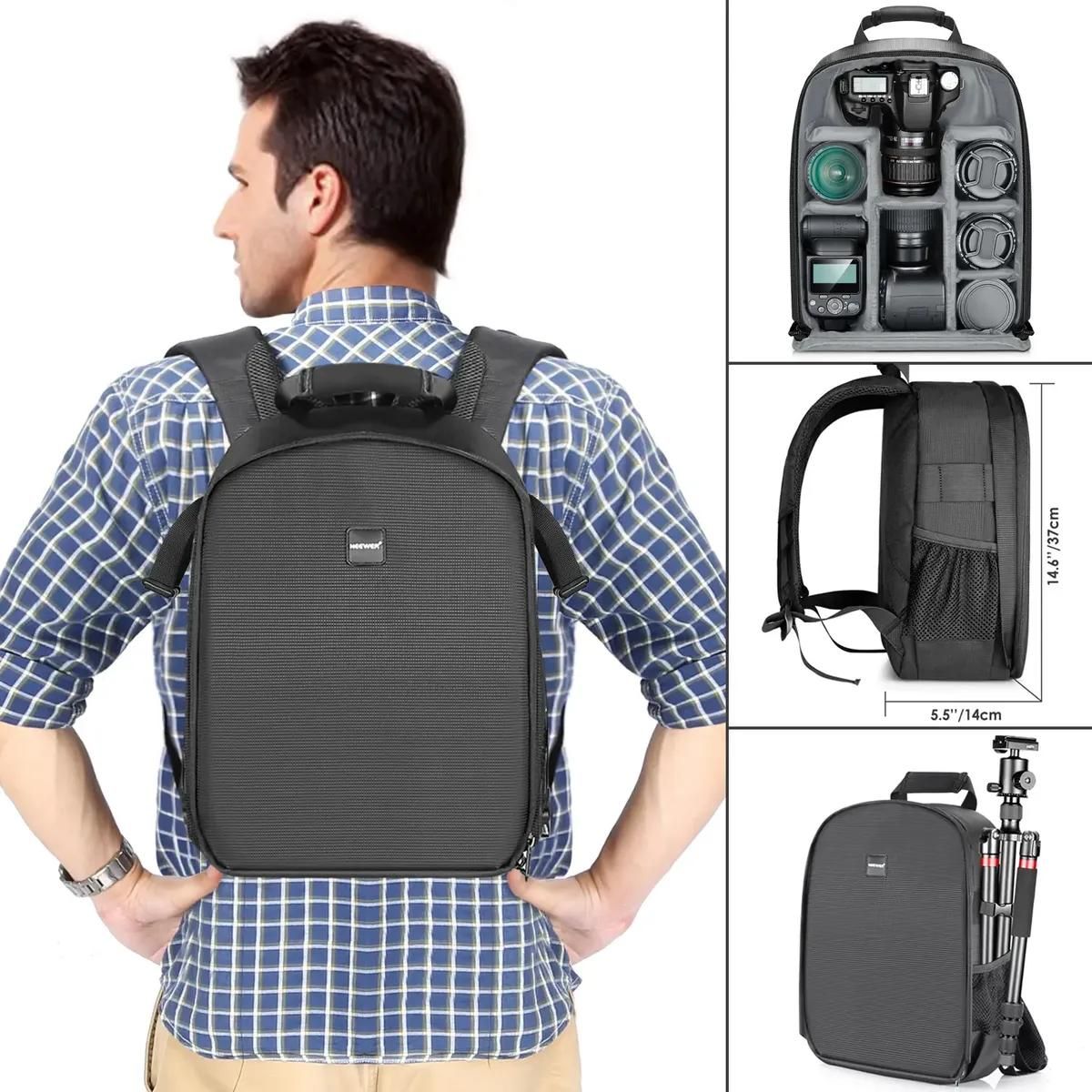 GENERICO - Mochila flexible acolchada para cámaras Canon Nikon Sony