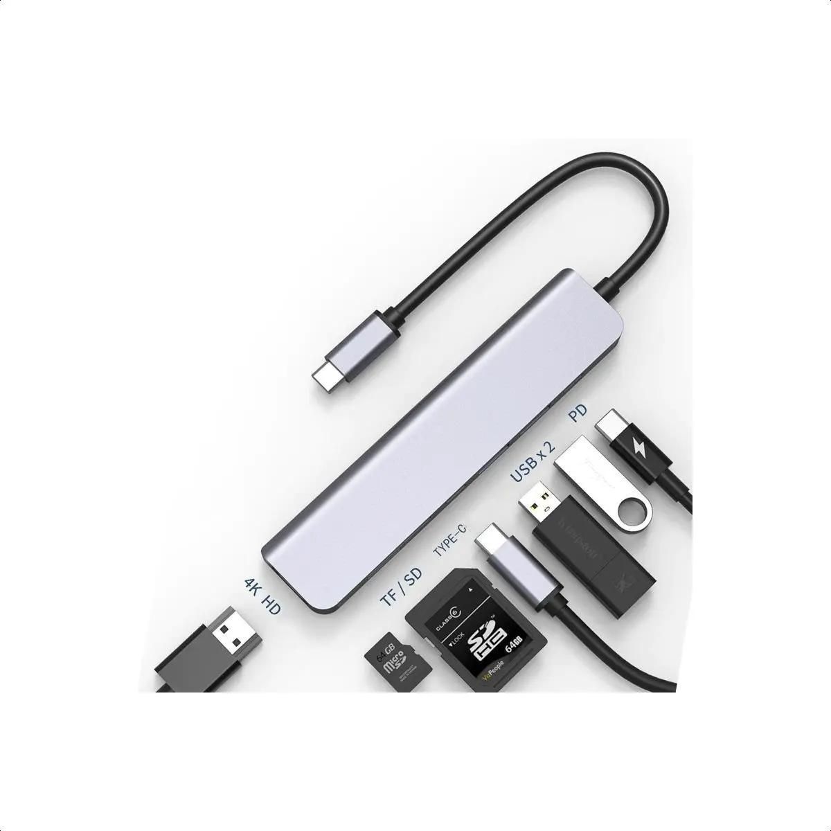 GENERICO - Hub Adaptador USB Tipo C 7 en 1 para Mac y Windows