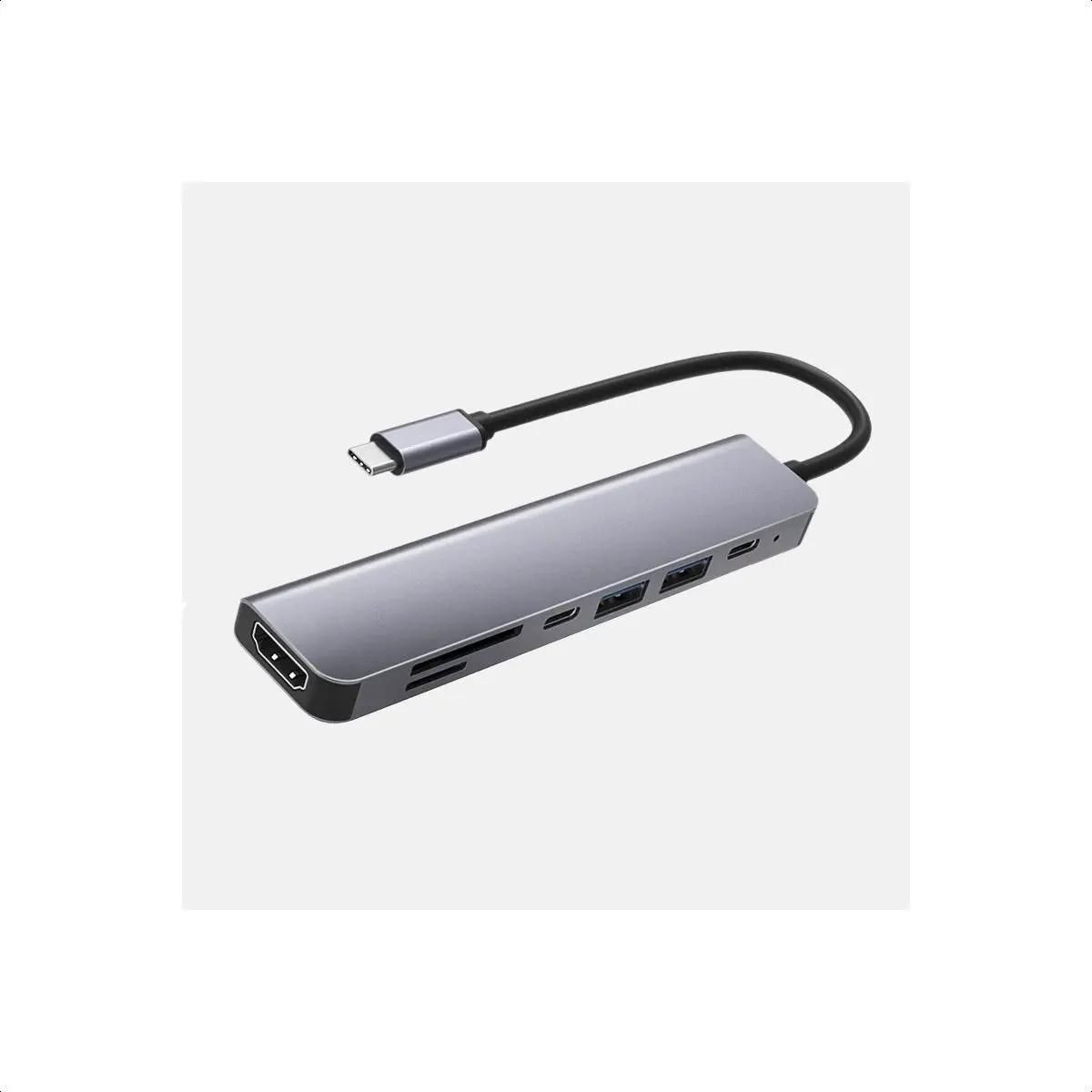 GENERICO - Hub Adaptador USB Tipo C 7 en 1 para Mac y Windows