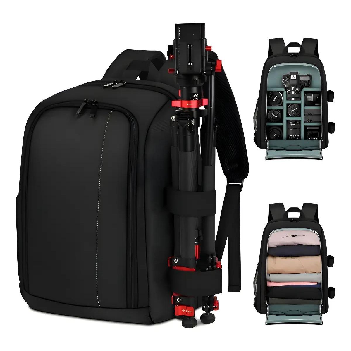 GENERICO - Mochila para cámara fotográfica con compartimentos acolch