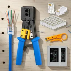 GENERICO - Crimpeadora para conectores RJ45 Cat6 con 50 conectores
