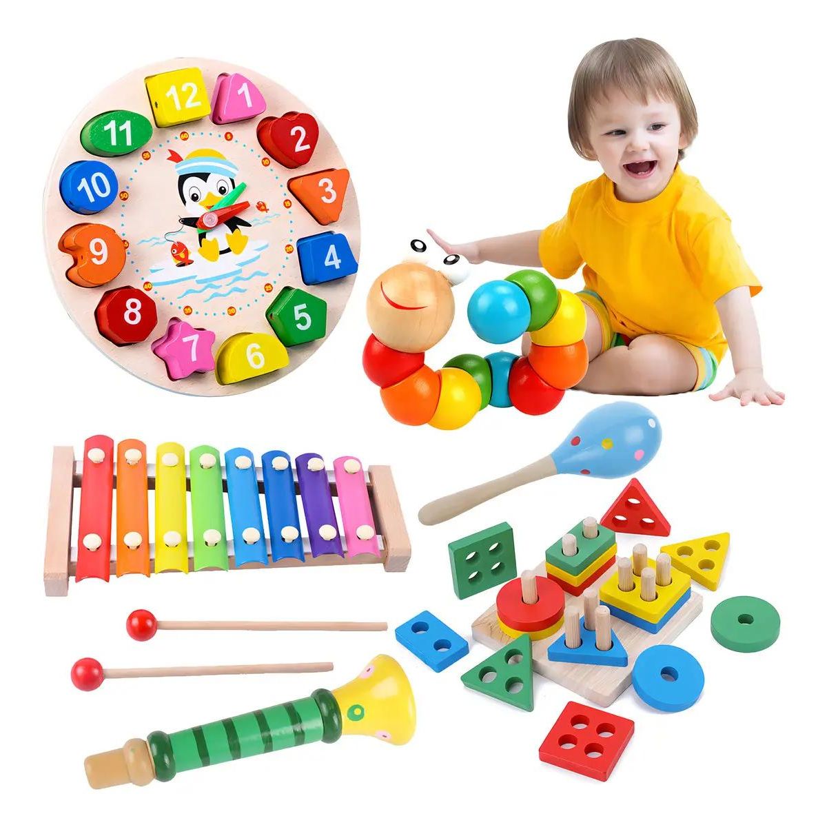 GENERICO - Pack de juguetes didácticos Montessori de madera