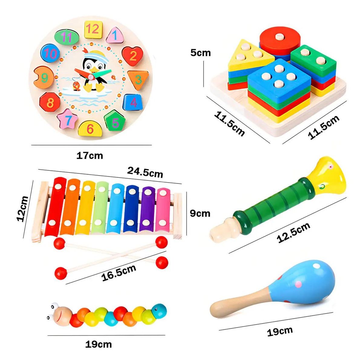 GENERICO - Pack de juguetes didácticos Montessori de madera