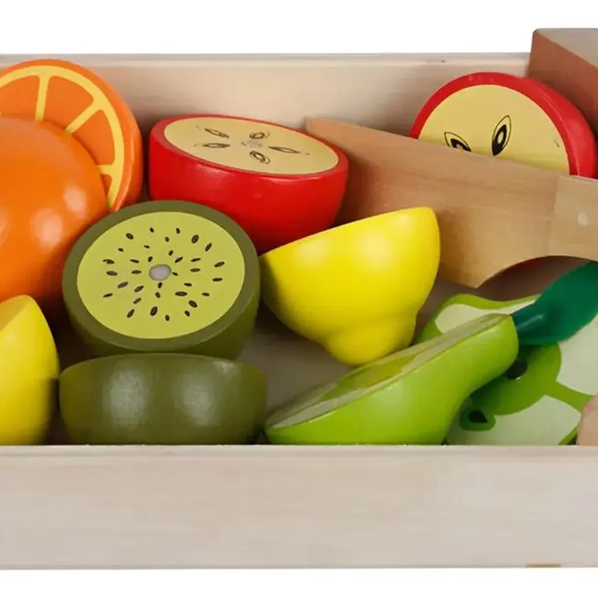 GENERICO - Caja de Madera con Frutas de Juguete
