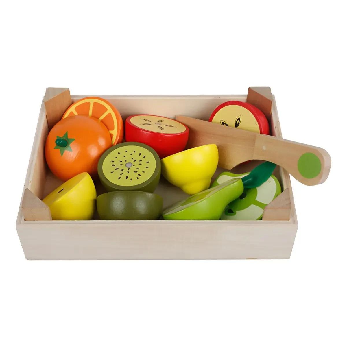GENERICO - Caja de Madera con Frutas de Juguete