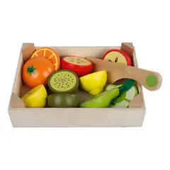 GENERICO - Caja de Madera con Frutas de Juguete