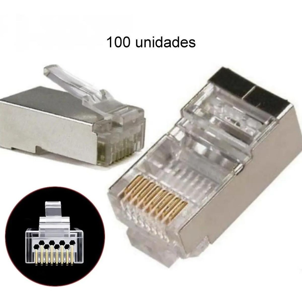 GENERICO - 100 Conectores RJ-45 Blindados para Cable UTP Cat 6