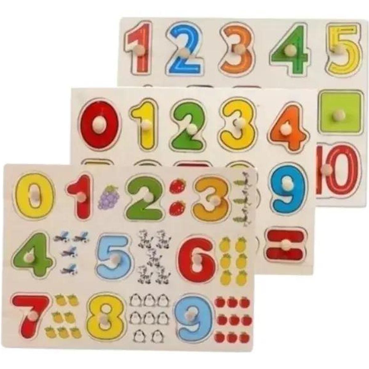 GENERICO - Pack 3 Puzzles de Madera con Números Didácticos