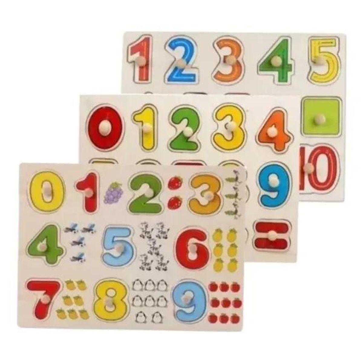 GENERICO - Pack 3 Puzzles de Madera con Números Didácticos
