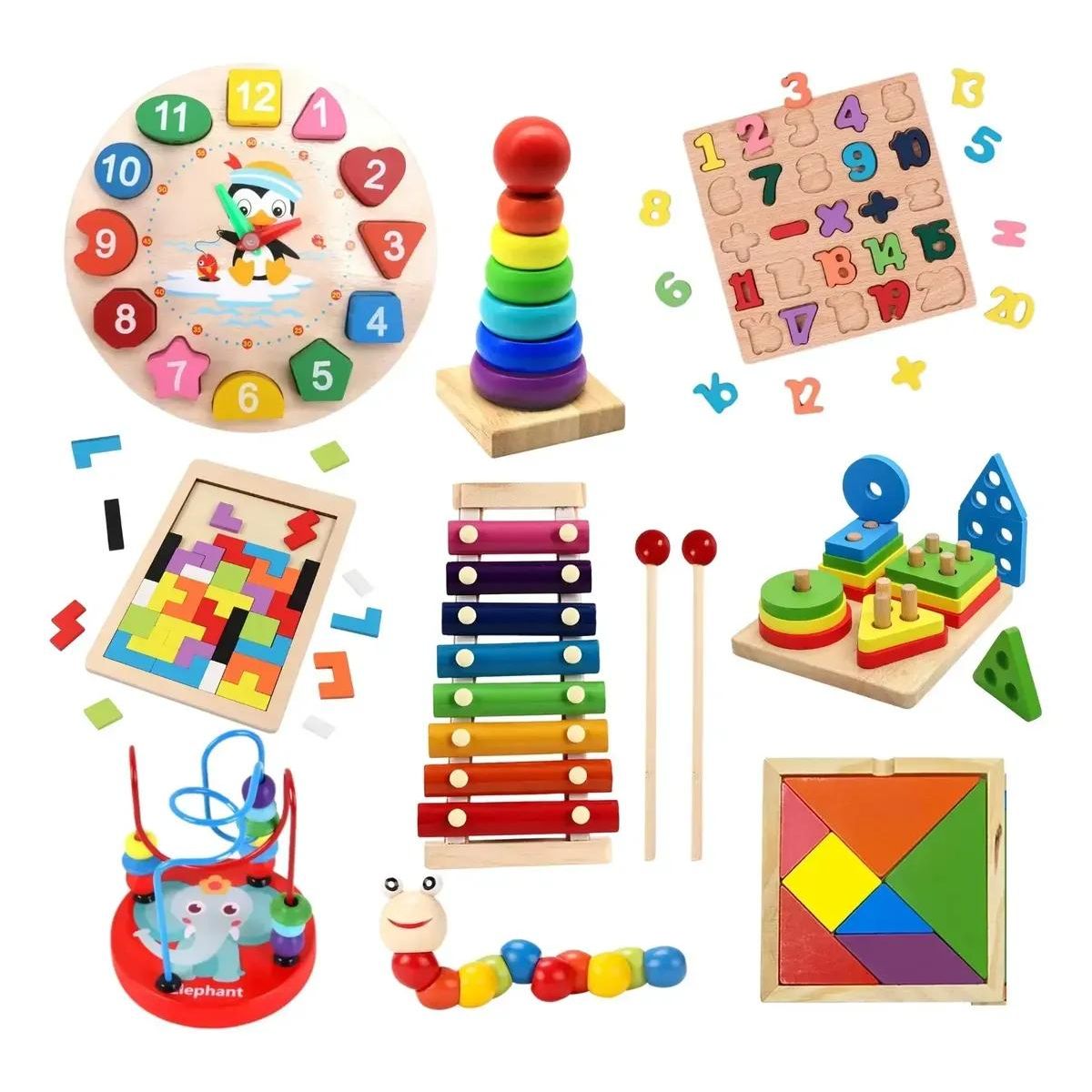 GENERICO - Set de 10 Juguetes Didácticos de Madera Montessori