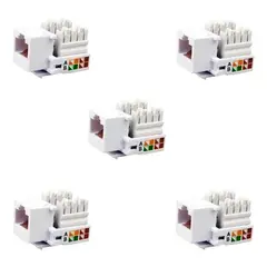 GENERICO - Pack 5 módulos hembra RJ45 Cat 6 para tapa muro