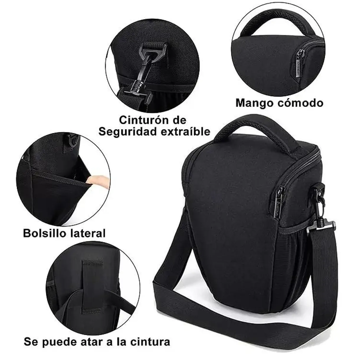 GENERICO - Bolso Acolchado para Cámara DSLR y Lente Negro