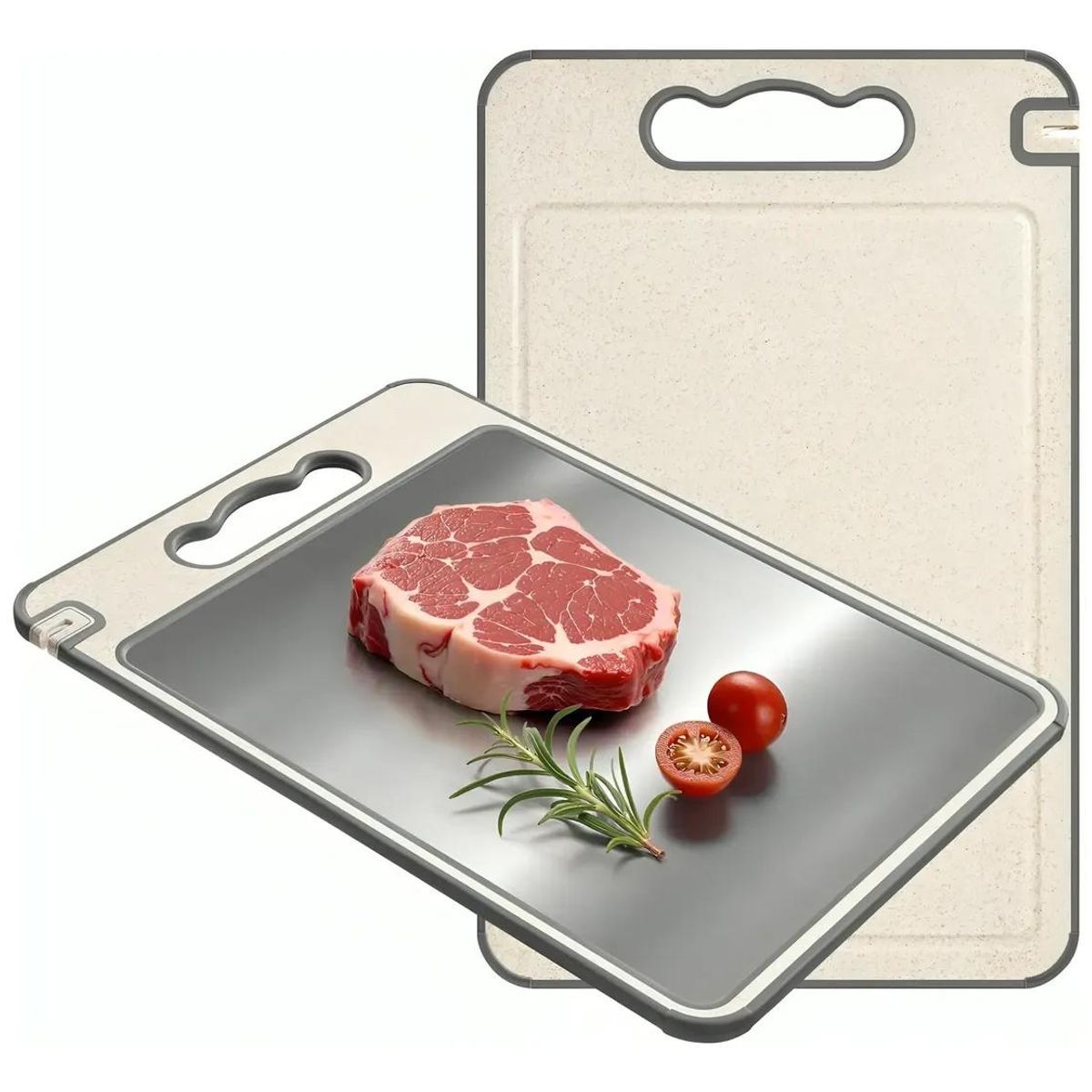 GENERICO - Tabla de Picar Doble Cara Acero Inoxidable 30x46 cm