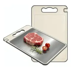 GENERICO - Tabla de Picar Doble Cara Acero Inoxidable 30x46 cm