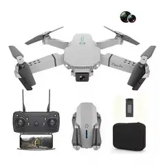 GENERICO - Mini Drone E88 Pro Gris con Cámara Dual 4K y Control Remo