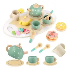 GENERICO - Set de Té Infantil con Bandeja de Madera