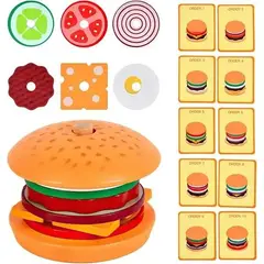 GENERICO - Juguete Didáctico Apilable Hamburguesa de Madera