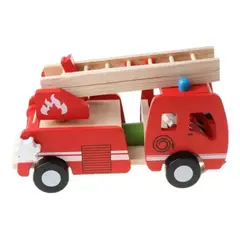 GENERICO - Camión de Bomberos de Madera Didáctico para Niños