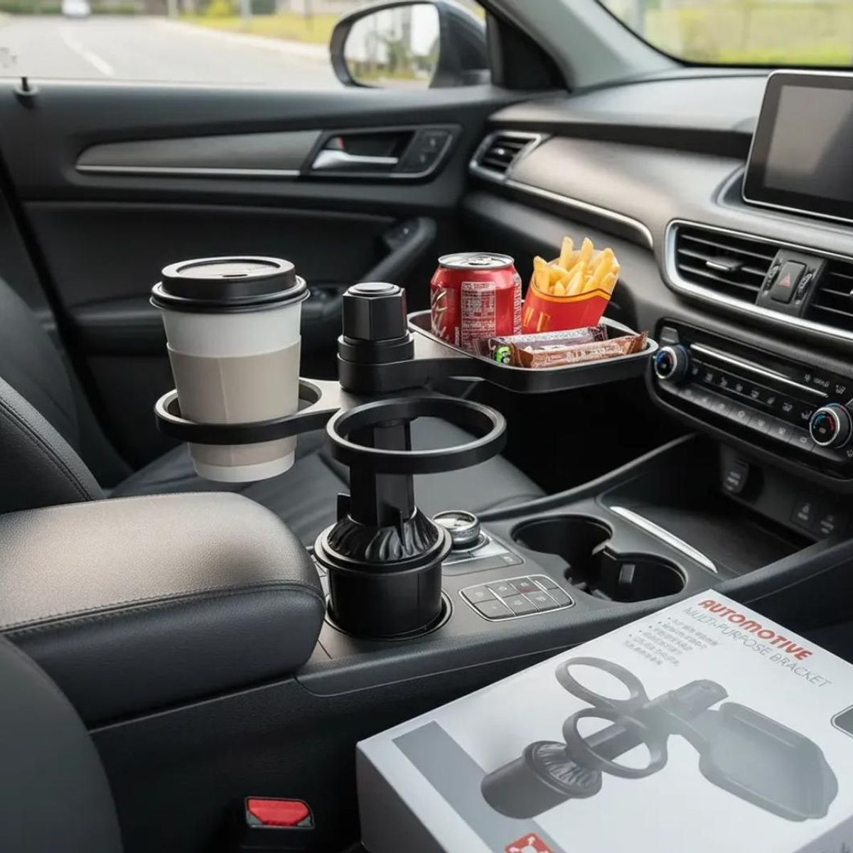 GENERICO - Porta Vaso Con Bandeja Para Auto Con Rotación