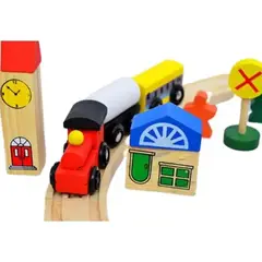 GENERICO - Tren de madera con riel de 48 piezas