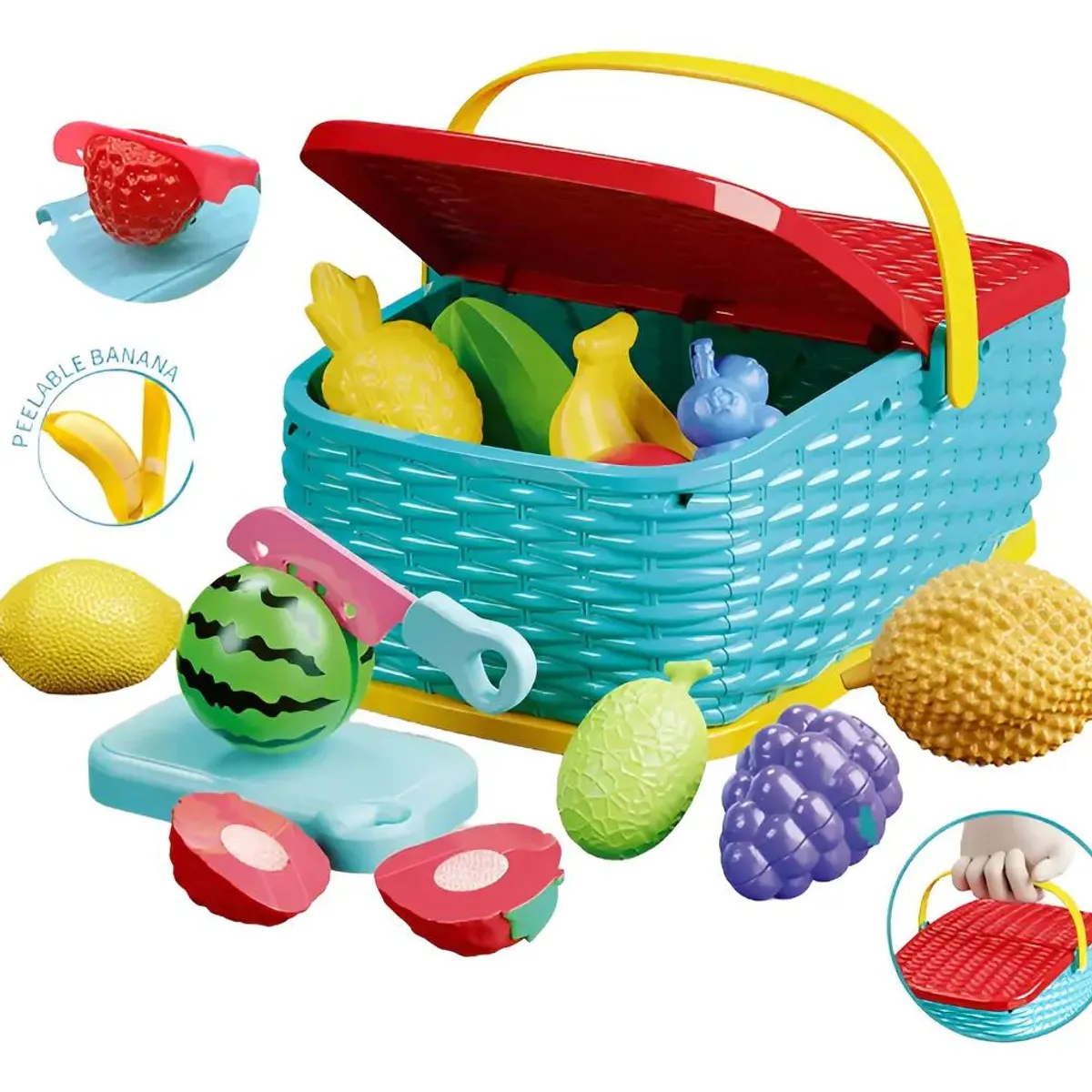 GENERICO - Canasta de Frutas Didáctica para Juego Infantil