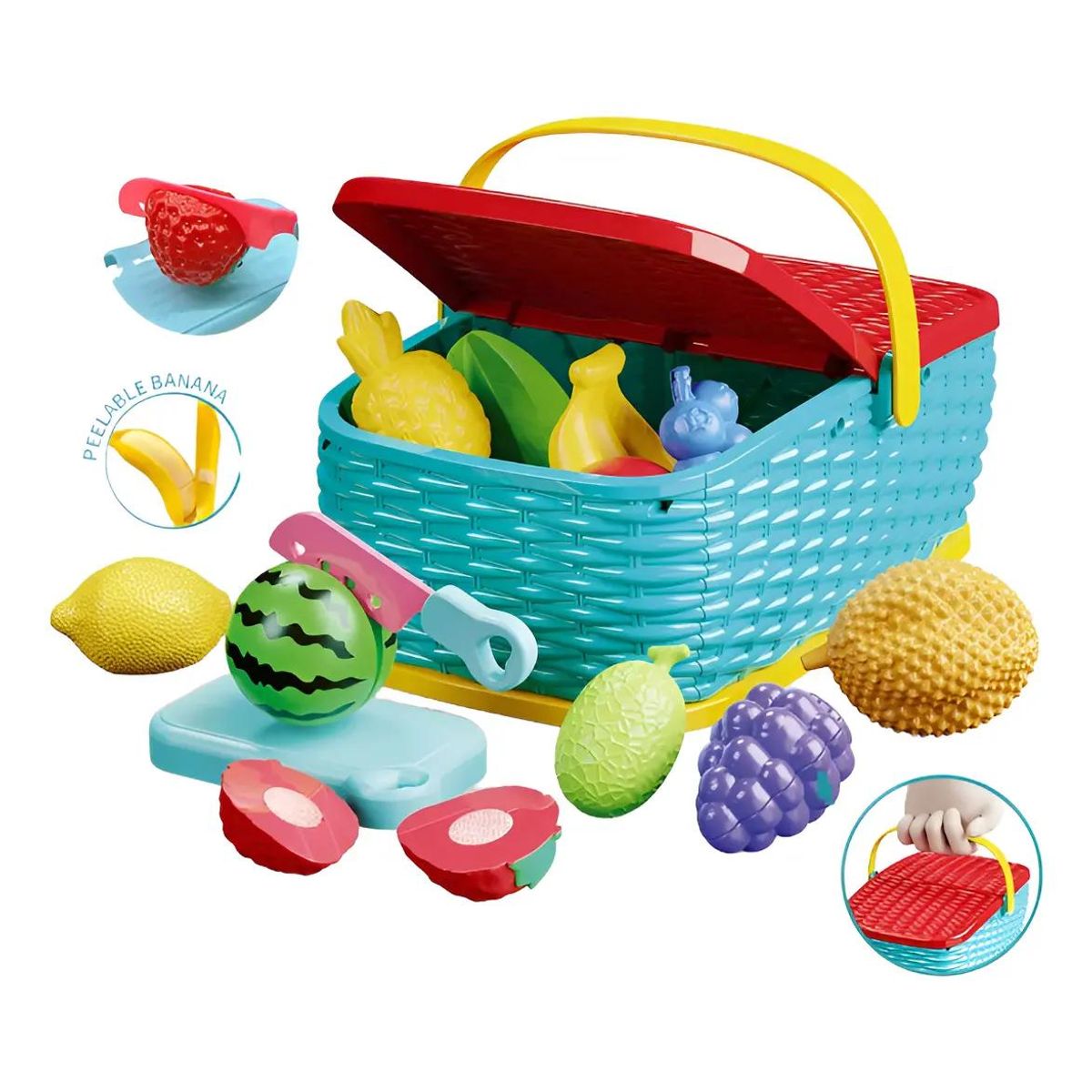 GENERICO - Canasta de Frutas Didáctica para Juego Infantil
