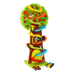 GENERICO - Pista de Madera para Autos con Árbol y Rampa