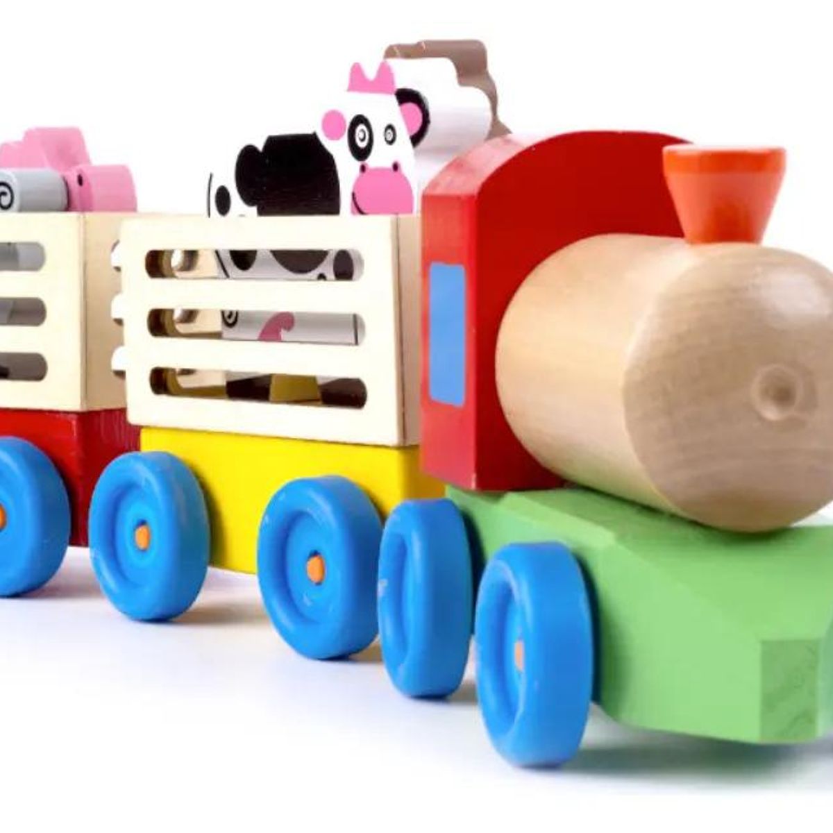 GENERICO - Tren de madera con figuras de animales de granja