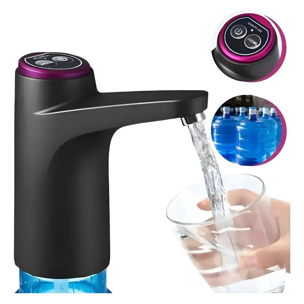 GENERICO - Dispensador eléctrico de agua recargable USB para bidón