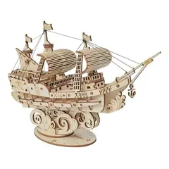 GENERICO - Puzzle 3D Barco de Madera 118 Piezas Modelo Mercante